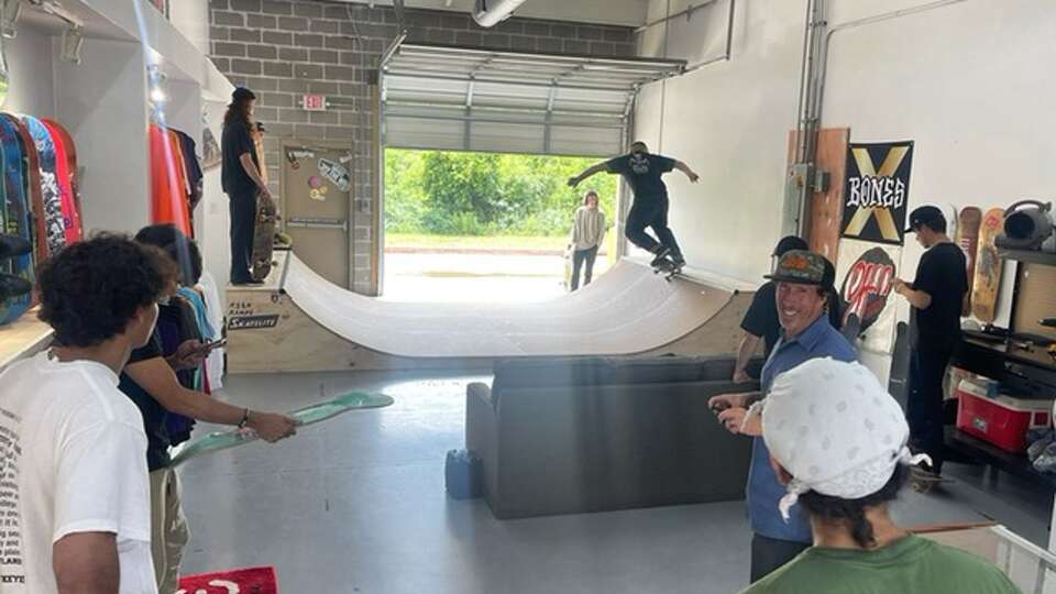 Hangr Skate Shop in Katy specializes in skateboards and offers an interactive shopping experience.