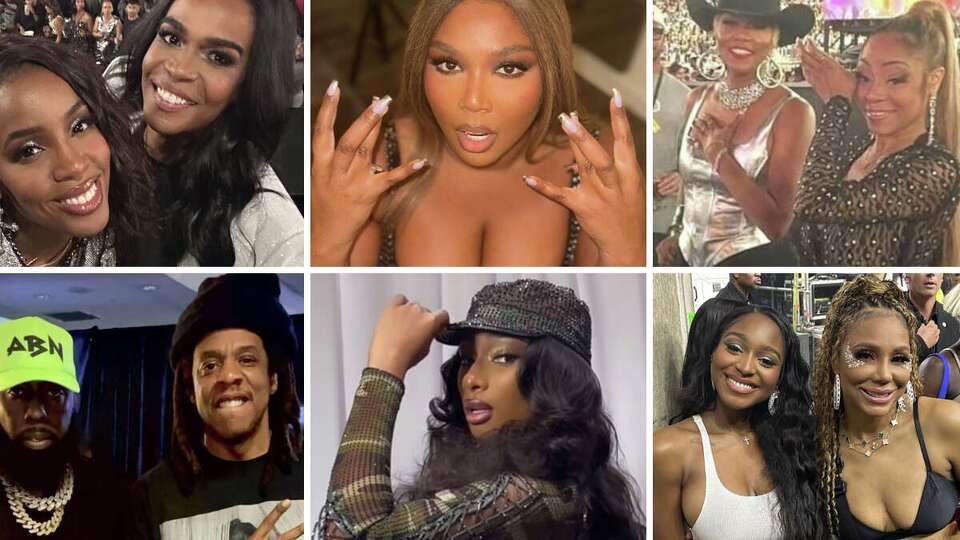 Renaissance Tour VIPs: Kelly Rowland, top from left clockwise, and Michelle Williams; Lizzo; Letoya Luckett and LaTavia Roberson; Normani and Tamar Braxton; Megan Thee Stallion; Trae Tha Truth and Jay-Z.