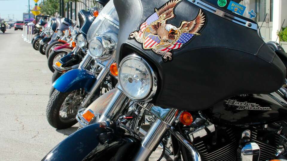 Motorcycles of all types line the streets of downtown Galveston during the Lone Star Rally Sunday, Nov. 8.