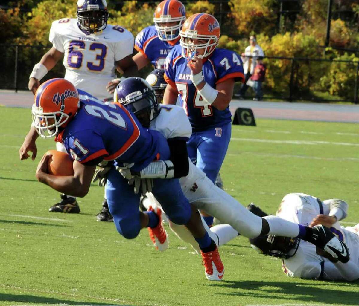 Danbury football rolls over Westhill