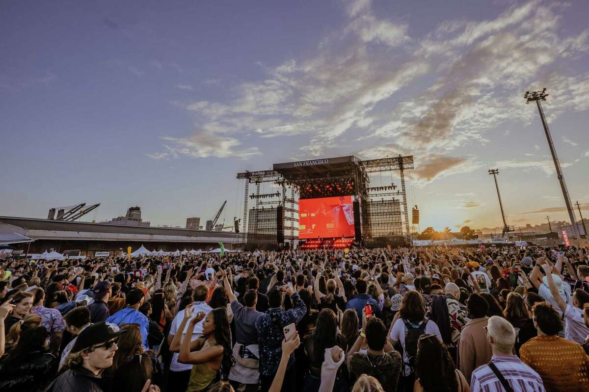 Nelly Furtado brings out Australian house music producer Dom Dolla for their song, “Eat Your Man,” during her set at the Portola Music Festival on Saturday, Sept. 30.