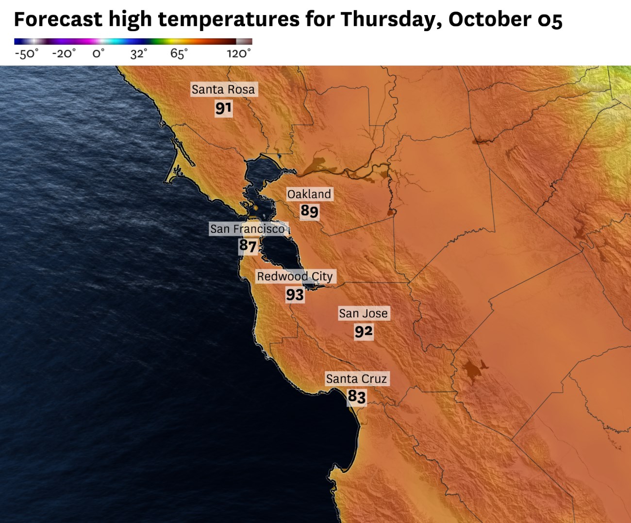 湾区热浪来袭，旧金山市中心有望达到90华氏度