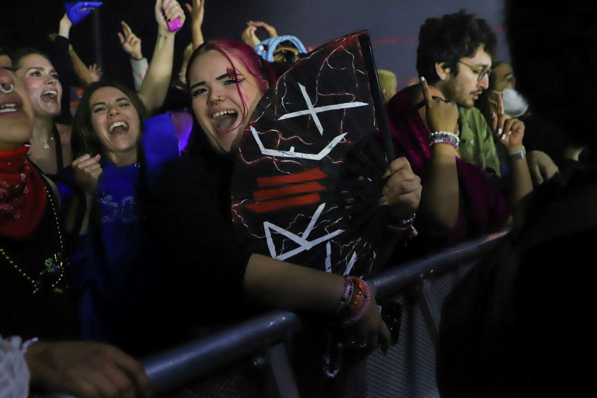 Briana Ferrer, center, dances during Skrillex’s set at Portola Music Festival.