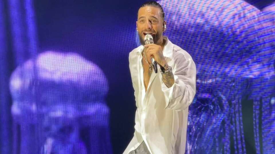 Maluma onstage at Smart Financial Centre at Sugar Land, Oct. 2, 2023.