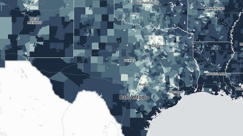A new vulnerability analysis and map show which counties in Texas have populations that are most at risk from climate change impacts. Those with darker shading have more of the risk factors incorporated into the robust model developed by Environmental Defense Fund and Texas A&M.