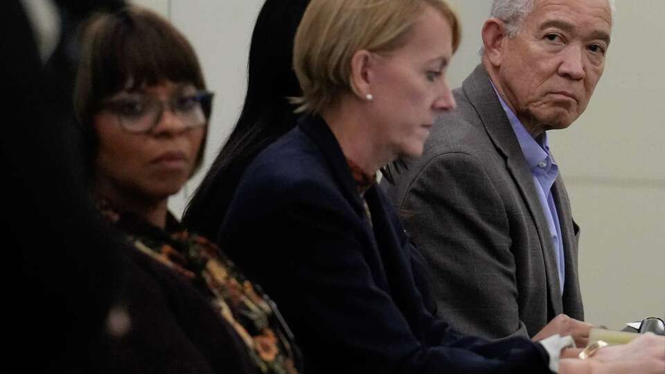 Houston ISD Superintendent Mike Miles listens to speakers during the public comment section of the Board of Trustees monthly agenda review meeting on Thursday, Oct. 5, 2023 at in Houston.