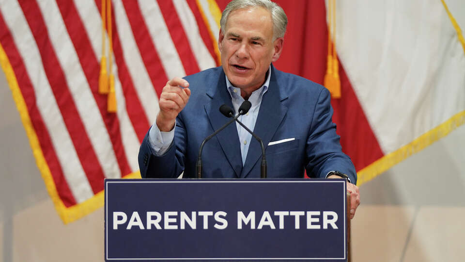 Governor Greg Abbott speaks Thursday evening at St. Mary Magdalen School for Parents Night Out which brings together parents, education leaders, and elected officials to discuss the pathway to expanded parental rights in their children's education in Texas.