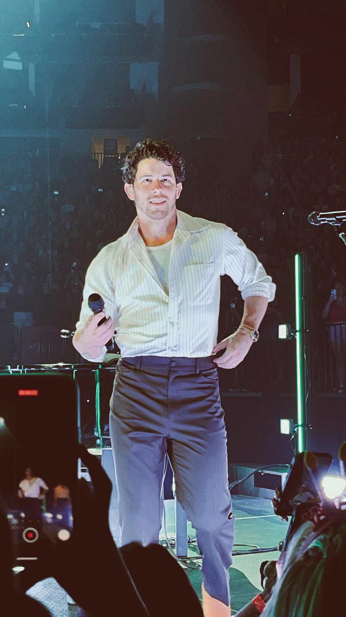 The Jonas Brothers onstage in Houston, Oct. 7, 2023 at Toyota Center.