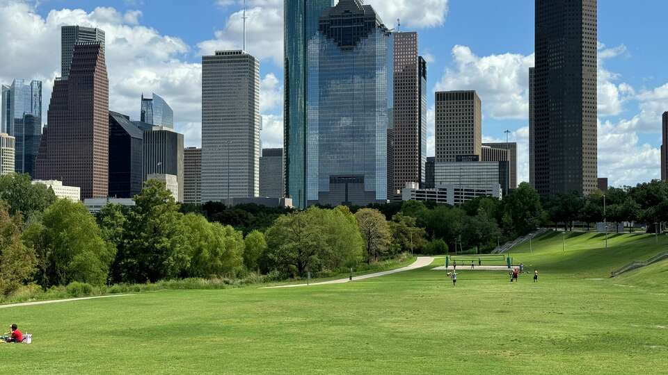 Houston's skyline as seen from Eleanor Tinsley Park