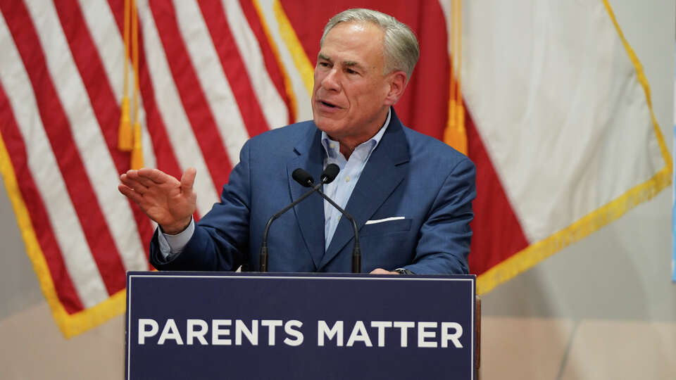 Governor Greg Abbott speaks in May at St. Mary Magdalen School for Parents Night Out which brings together parents, education leaders, and elected officials to discuss the pathway to expanded parental rights in their children's education in Texas.