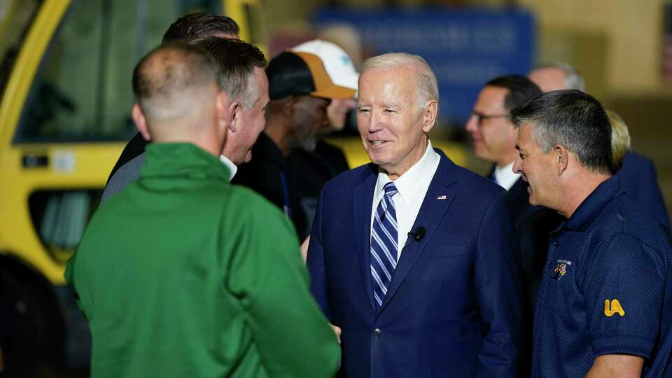 President Joe Biden during a tour of the Tioga Marine Terminal at the Port of Philadelphia, on Friday, Oct. 13, 2023. The Biden administration announced plans on Friday to award up to $7 billion to create seven regional hubs around the country that will make and use hydrogen, a clean-burning fuel with the potential to power ships or factories without producing any planet-warming emissions. (Kent Nishimura/The New York Times)