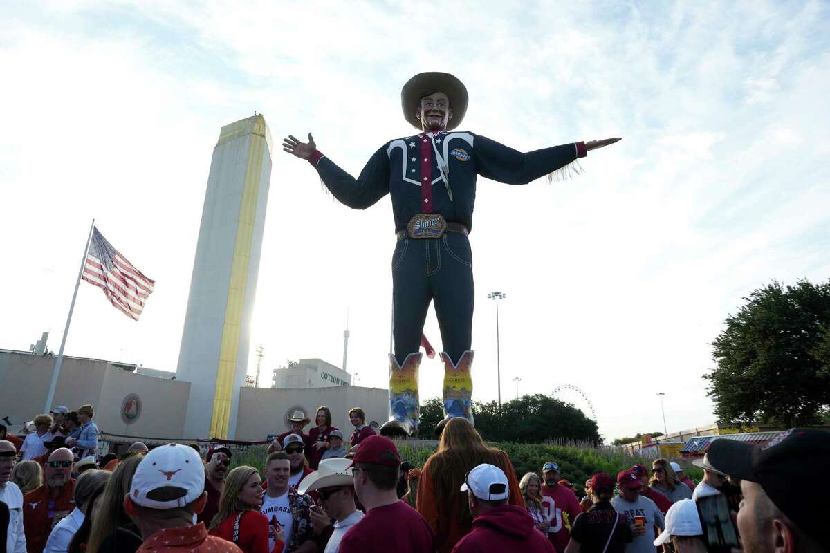 Big Tex looms over the Texas' State Fair in Dallas.