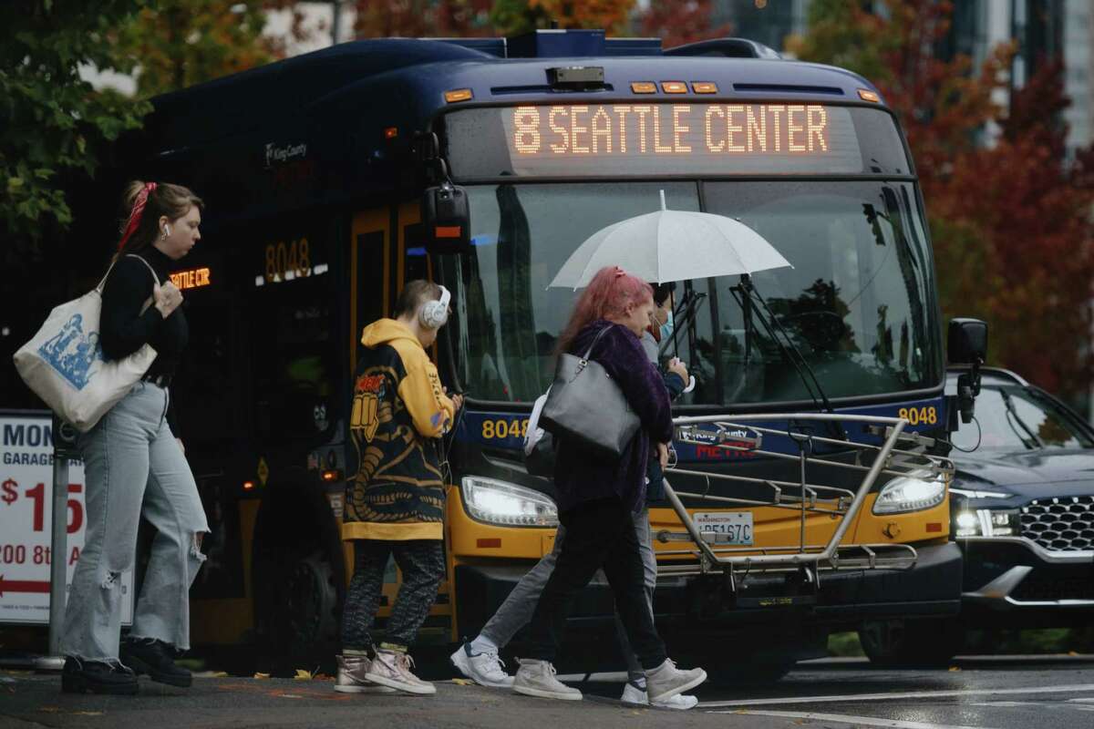 The morning commute in South Lake Union, Seattle, Wash. on Tuesday, Oct. 10, 2023.