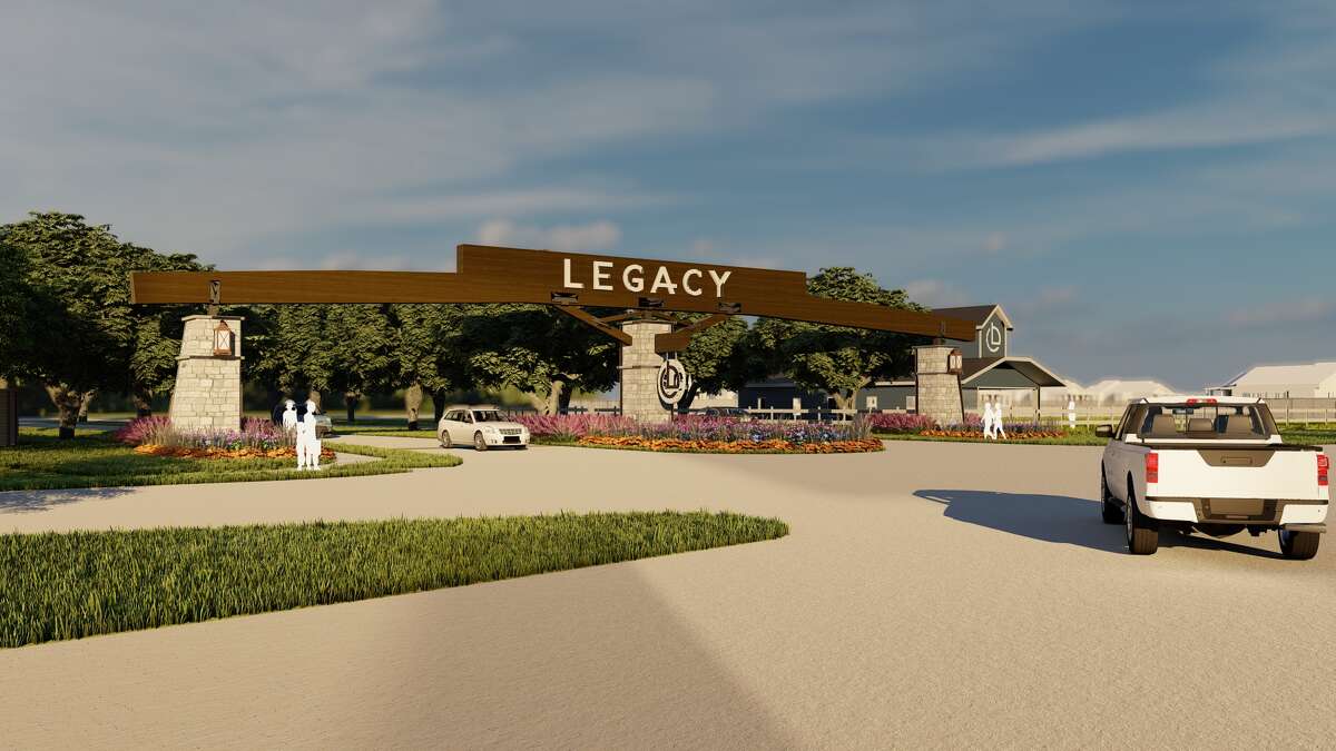 Development has started on Legacy, a project by Hillwood Communities planned for 1,630 homes in League City. The rendering of the entry is subject to change.