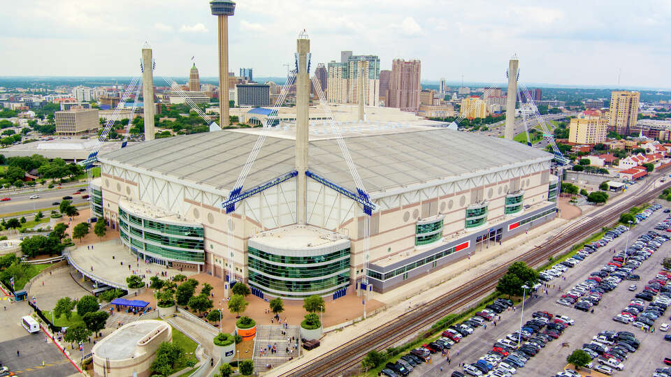 The Alamodome stands Friday, May 26, 2023, in front of downtown San Antonio. Texas Senate Bill 2220, which would allow the city to take the state's cut of sales taxes generated by any hotel within three miles of the Convention Center, would generate up to $222 million for renovation and upgrades to the Convention Center and the Alamodome.