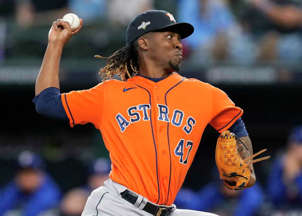 Rafael Montero of the Houston Astros pitches during Game 5 of the