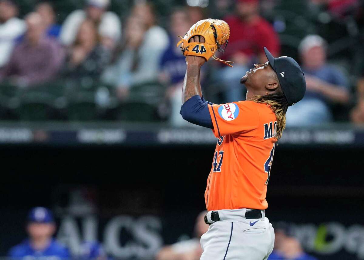 Houston Astros relief pitcher Rafael Montero (47) completes the eighth  inning of the MLB game between the New York Yankees and the Houston Astros  on T Stock Photo - Alamy