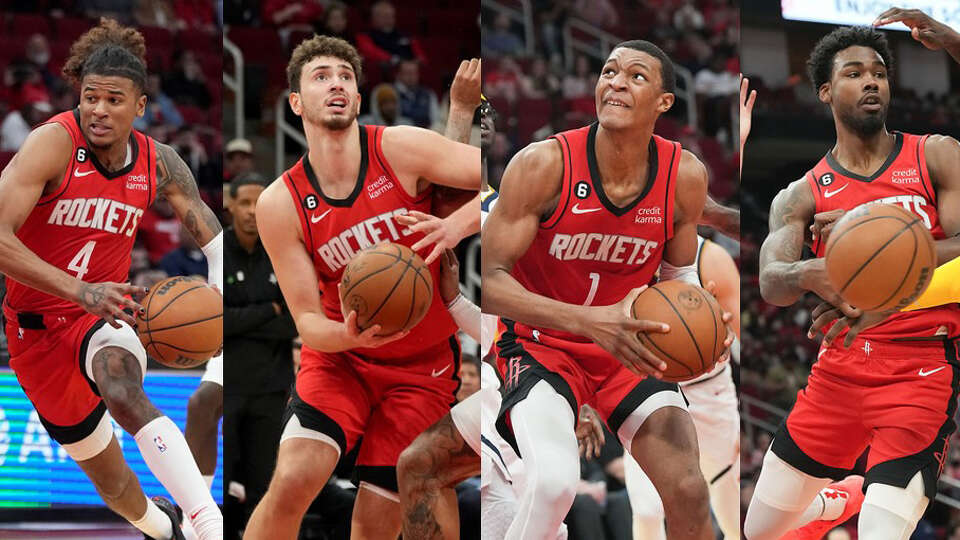 The core four of the Rockets' rebuild: Jalen Green, Alperen Şengün, Jabari Smith Jr. and Tari Eason. 