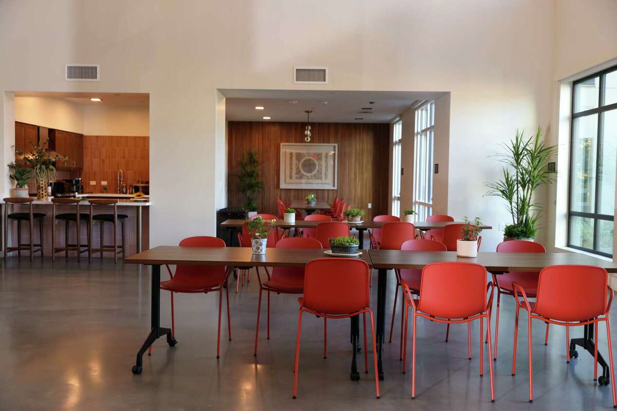 Dining area at Laurel at Perennial Park on Wednesday, Oct. 18, 2023 in Santa Rosa, Calif. Laurel at Perennial Park is a new housing development on the site of a former trailer park that burned down in the Tubbs fire.