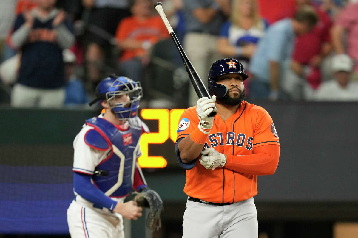 Jose Altuve of the Houston Astros looks on prior to Game Six of