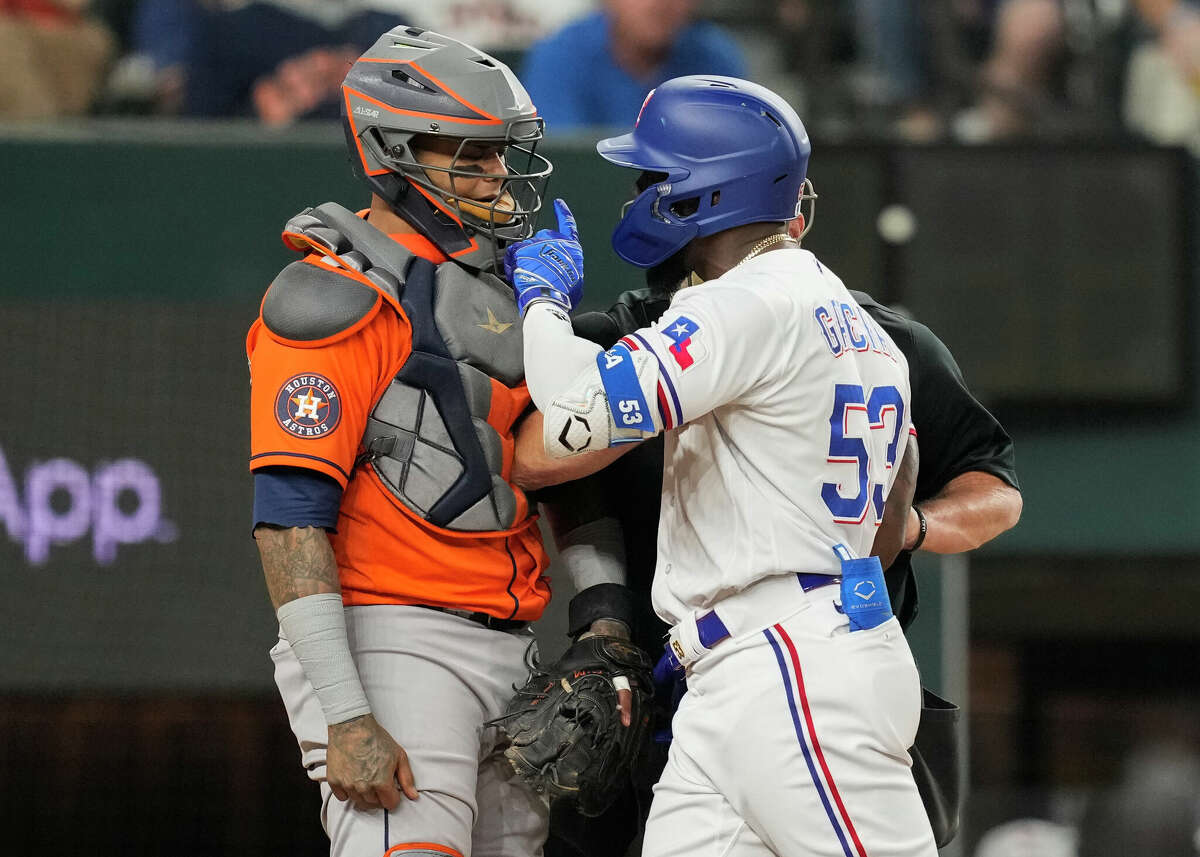 Benches clear during Astros-Rangers Game 5: Fans react after Abreu