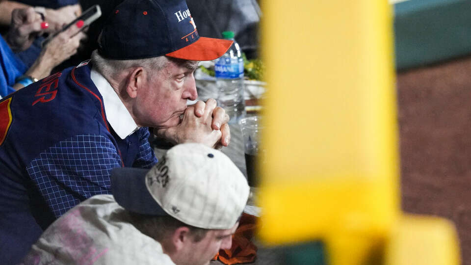 Jim 'Mattress Mack' McIngvale is seen in the fourth inning during Game 7 of the American League Championship Series at Minute Maid Park on Monday, Oct. 23, 2023, in Houston.