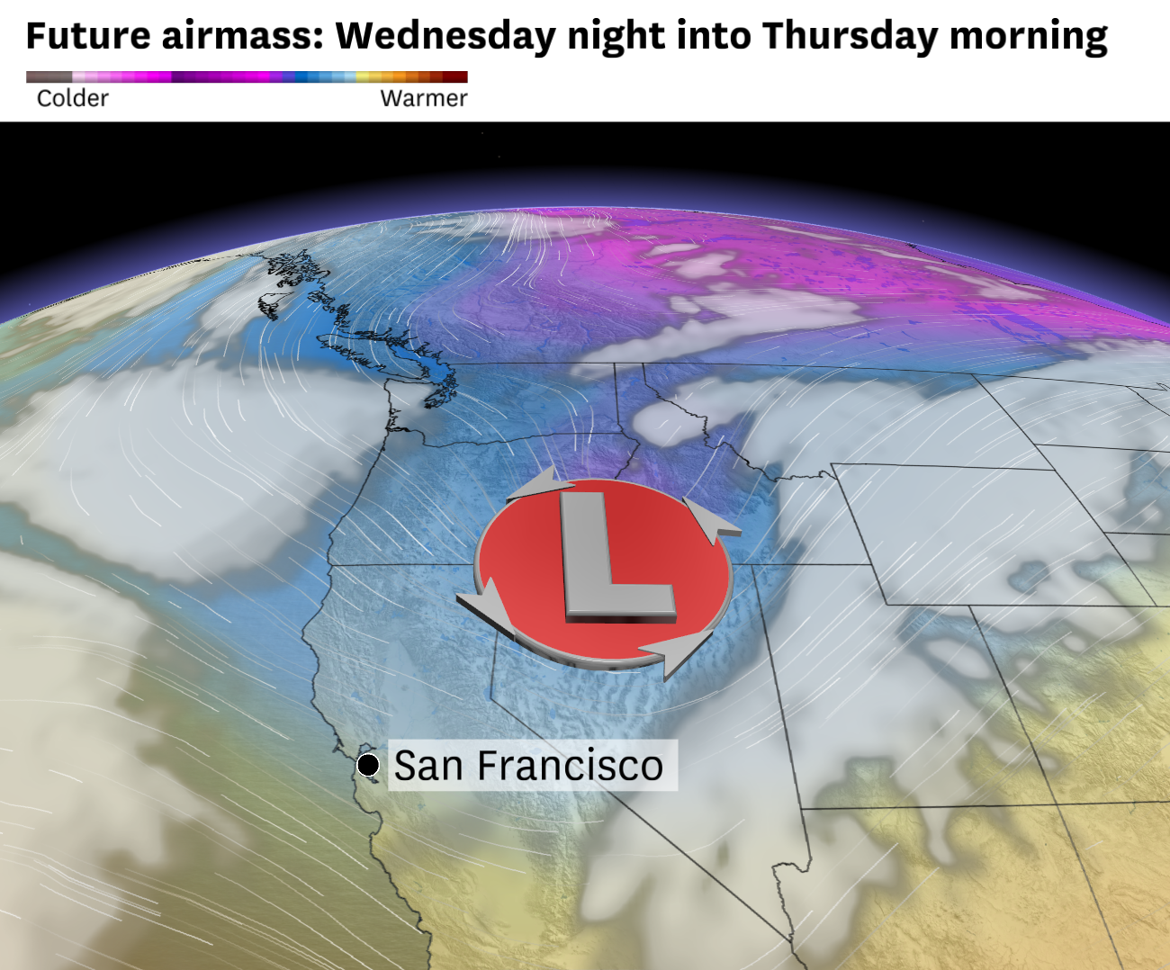 Cold weather is heading to the Bay Area.  Below is a timeline of the effects