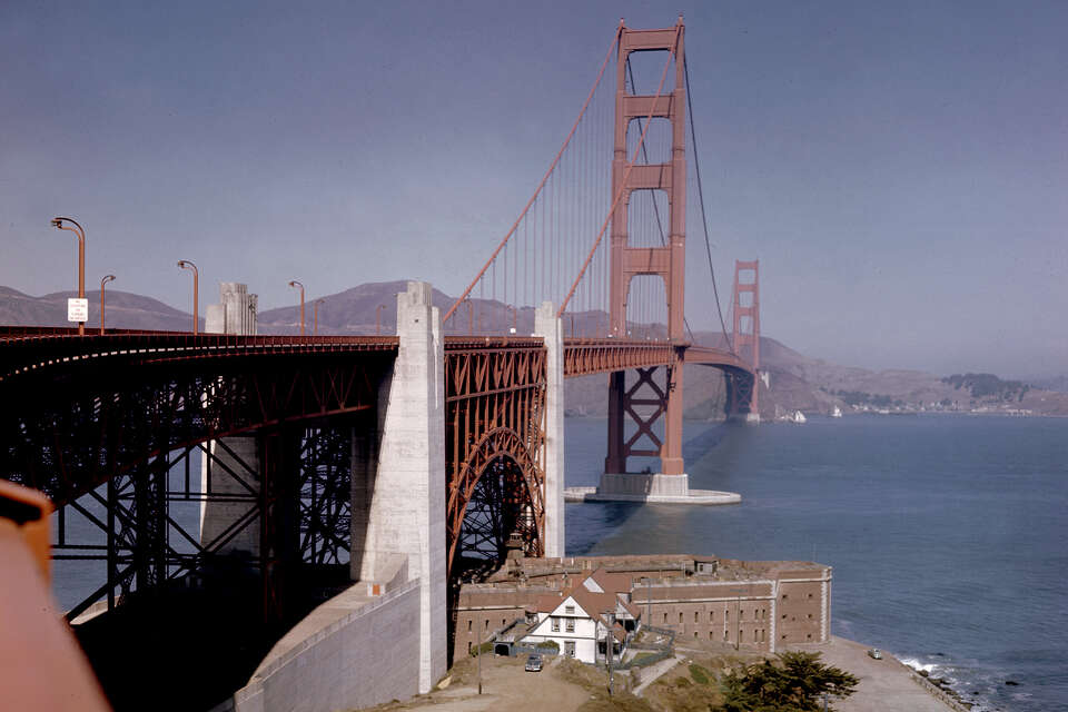 San Francisco Colored Etching Aquatint Golden Gate Bridge by