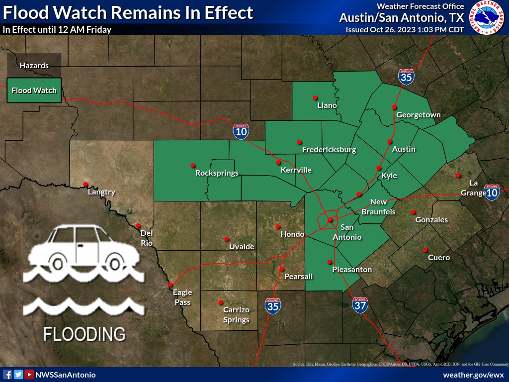Flood Watch Extended To Midnight And Now Includes San Antonio RawImage 