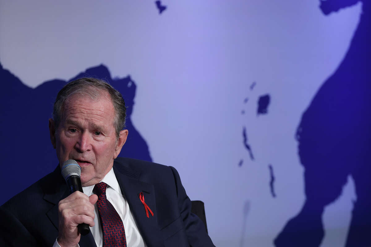 Former U.S. President George W. Bush speaks during an event to mark the 20th anniversary of PEPFAR (President's Emergency Plan for AIDS Relief) at the United States Institute of Peace on Feb. 24, 2023, in Washington, DC. The George W. Bush Institute hosted the event to mark the anniversary of the initiative, established by former U.S. President George W. Bush in 2003, to combat the global HIV/AIDS epidemic. (Alex Wong/Getty Images/TNS)