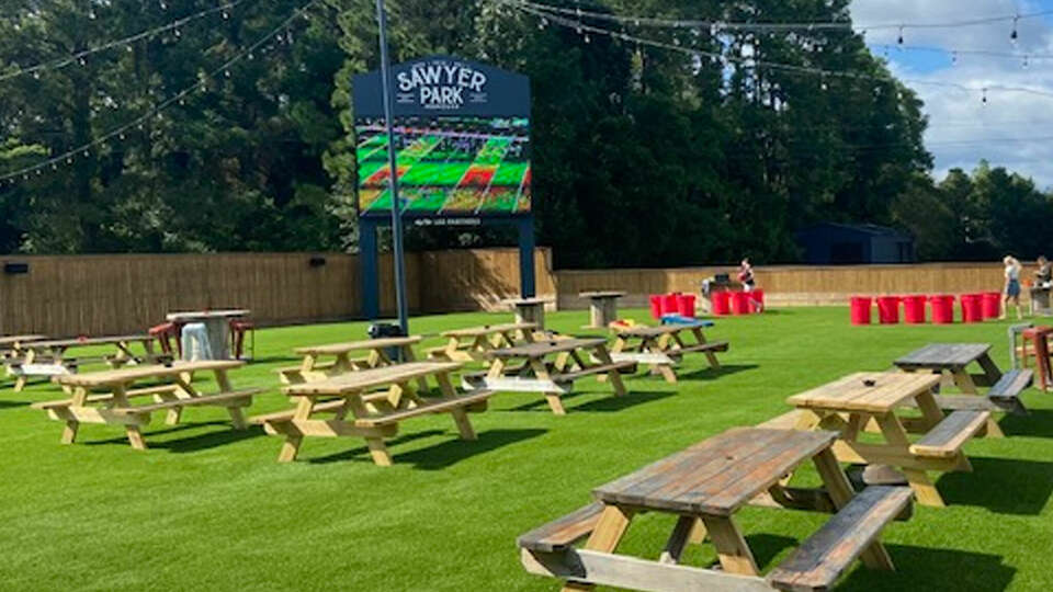 A view of Sawyer Park in Spring.