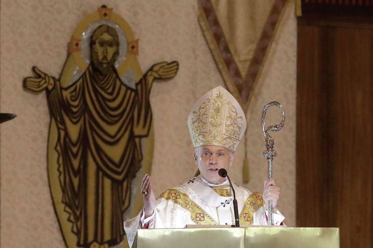 San Francisco Archbishop Salvatore Cordileone celebrates Easter Mass at St. Mary’s Cathedral on April 12, 2020. A group of abuse survivors are arguing the archdiocese could sell parts of its $5.9 billion real estate portfolio to compensate its hundreds of victims instead of opting for bankruptcy.