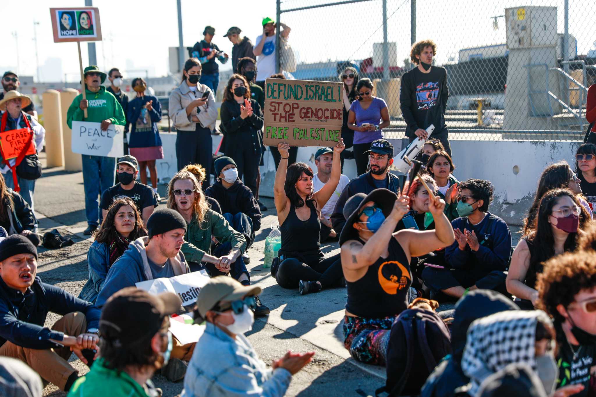 Pro-Palestinian protesters storm U.S. military ship at Port of Oakland