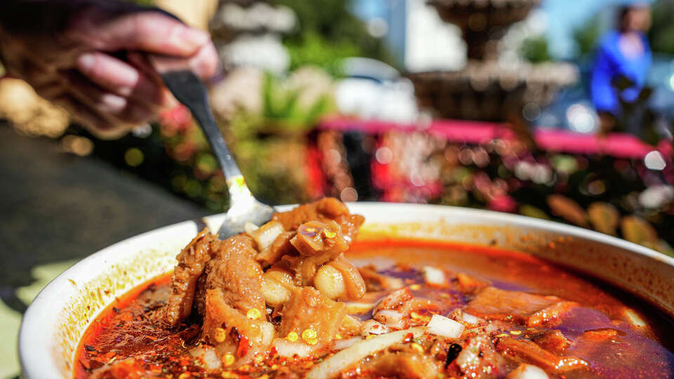 Fresh Menudo being served at La Mexicana Restaurant on Saturday, Nov. 4, 2023, in Houston.