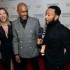 From left, Founders of Get Lifted Film Co. and honorees Ty Stiklorius, Mike Jackson and John Legend are interviewed on the red carpet at the Greenwich International Film Festival Changemaker Gala at L'Escale in Greenwich on November 9, 2023.