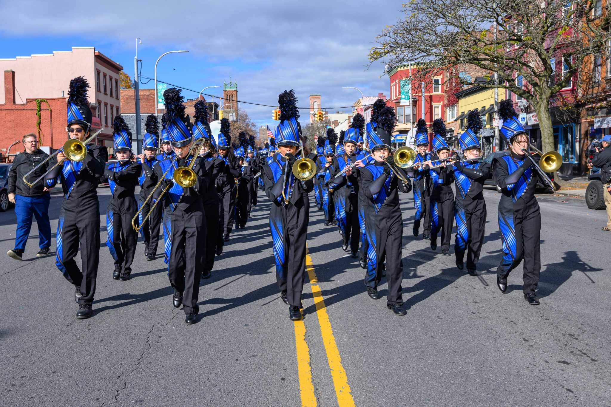 No parade and nearly no baggage, but Albany band played on in Paris