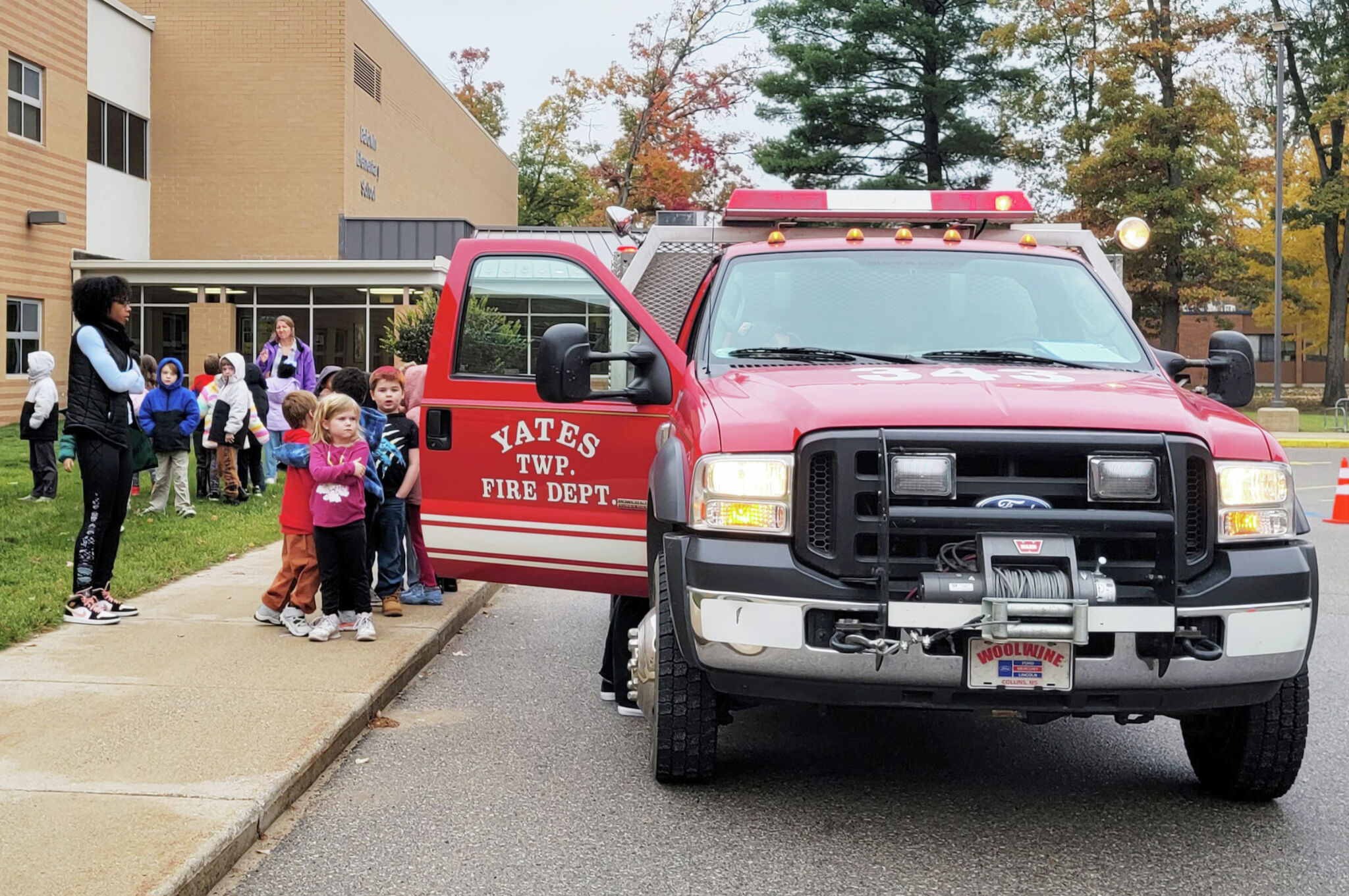 Yates Township firefighters visit Baldwin Elementary