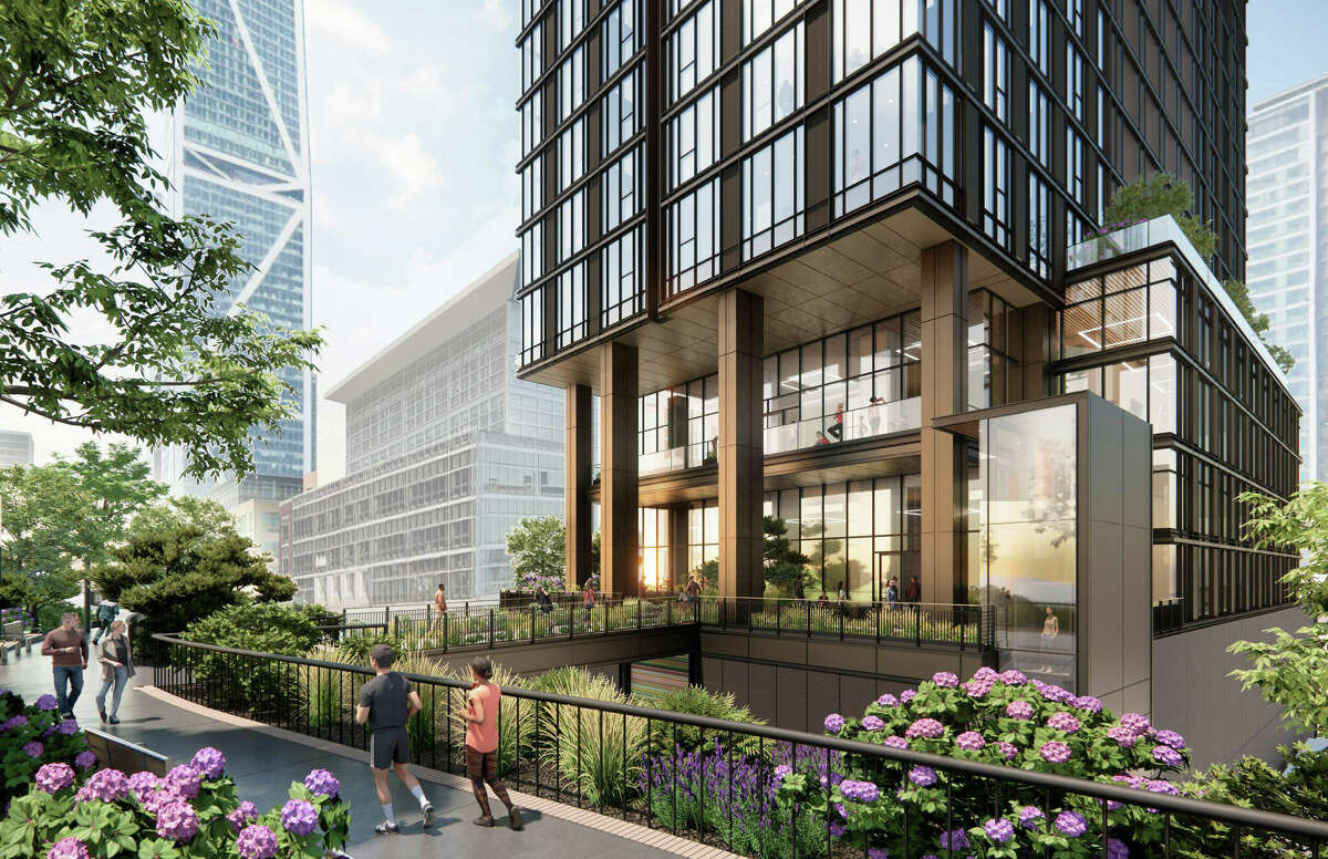 The proposed residential tower at 530 Howard St. would have 672 apartments and a bridge connecting it to Salesforce Park.