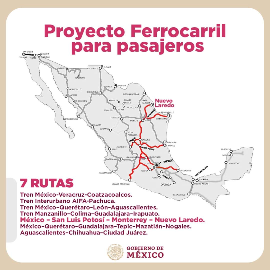 Nuevo Laredo to Mexico City passenger train route proposed