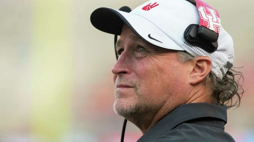 Houston Cougars head coach Dana Holgorsen is seen during the first half of a NCAA college football game at TDECU Stadium, Saturday, Nov. 18, 2023, in Houston.