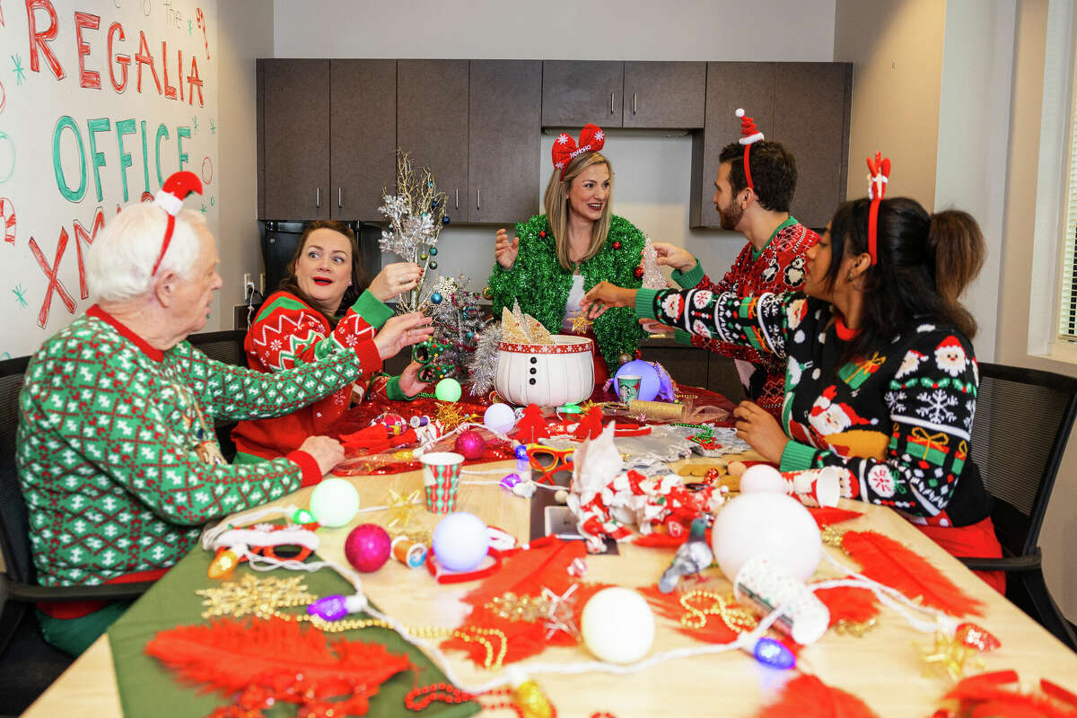 The cast of 'The Ugly Xmas Sweater Musical' at TUTS.