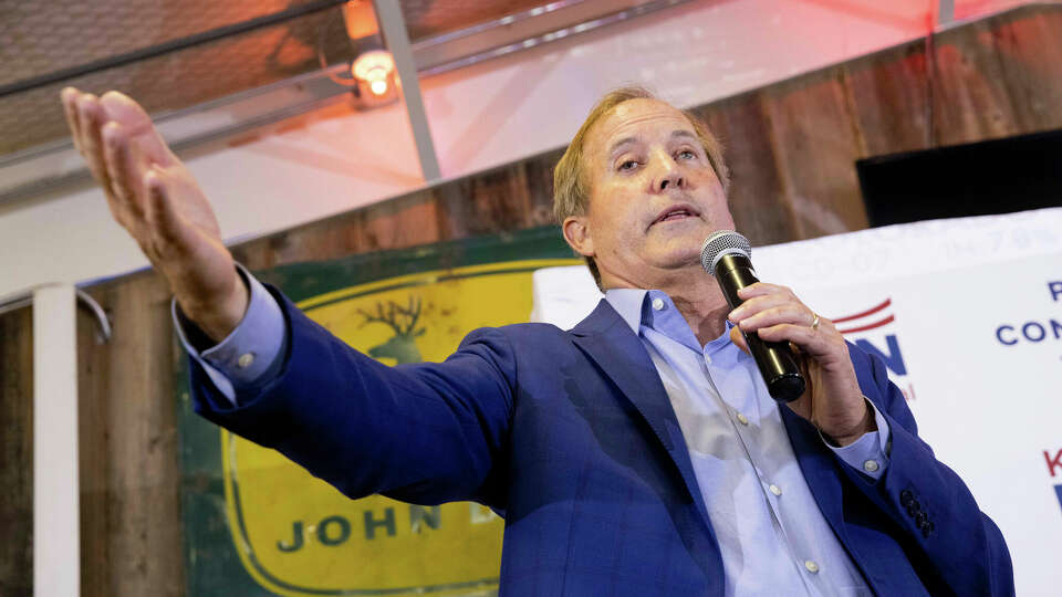 Texas Attorney General Ken Paxton speaks during a Collin County GOP Election Night Watch Party on Tuesday, Nov. 8, 2022, at Haggard Party Barn in Plano, Texas.