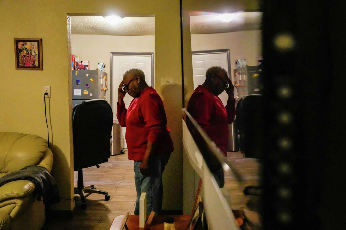 Dorris Brown in her home on Wednesday, Nov. 22, 2023, in Houston. Dorris Brown has installed solar panels making her home a 'Hub House', which means she opens her home to neighbors during an outages so they can have access to power, get water and other supplies, etc.