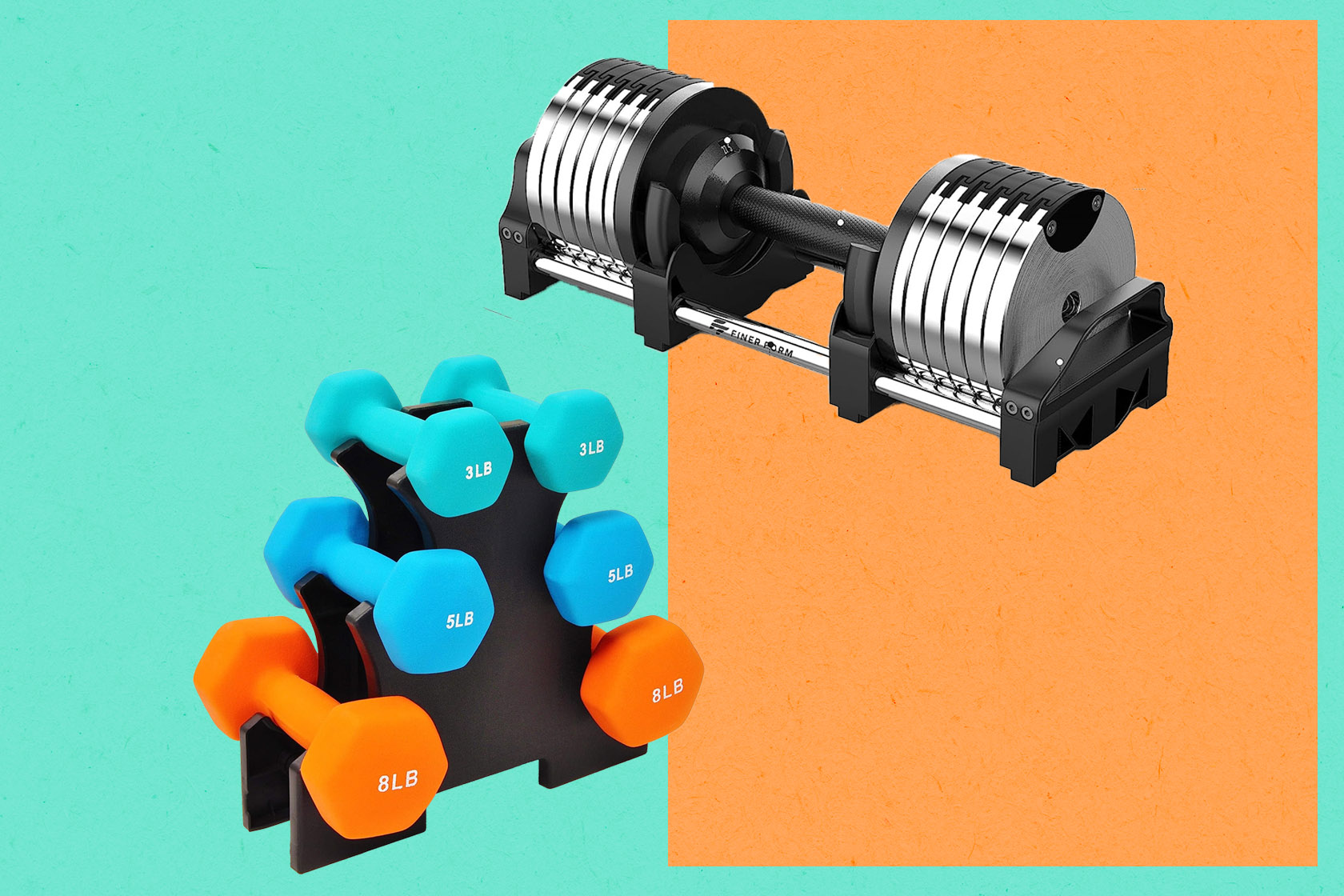 Finer Form Adjustable Dumbbells 5-32.5 LBs, Sold as A Pair