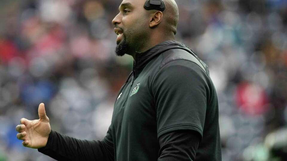 Hightower head coach Cornelius Anthony is seen during the second half of a Region III-6A Division 1 semifinal high school football playoff game at NRG Stadium, Friday, Nov. 24, 2023, in Houston.