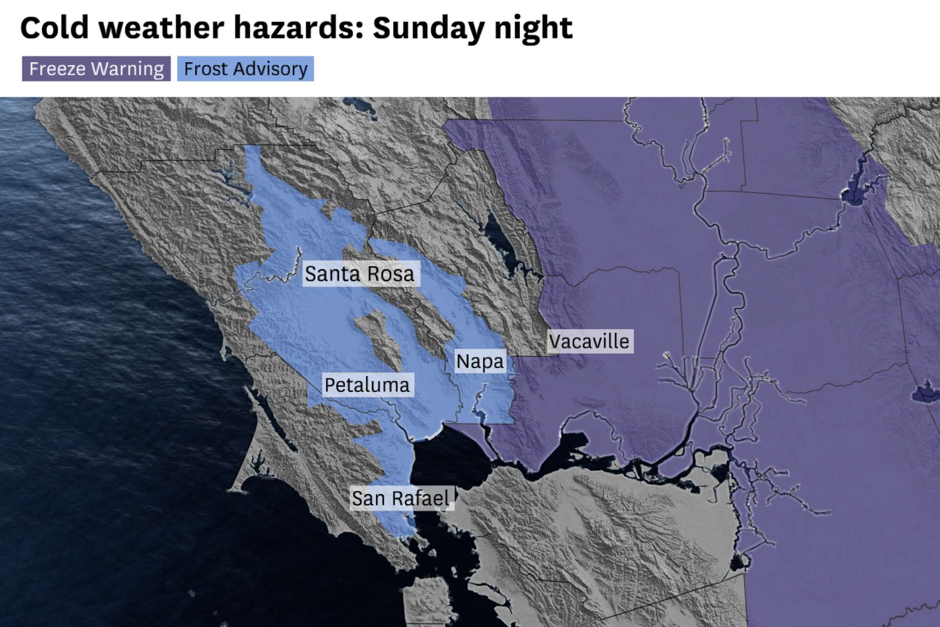 Here’s how cold it will get in these Bay Area cities under freeze