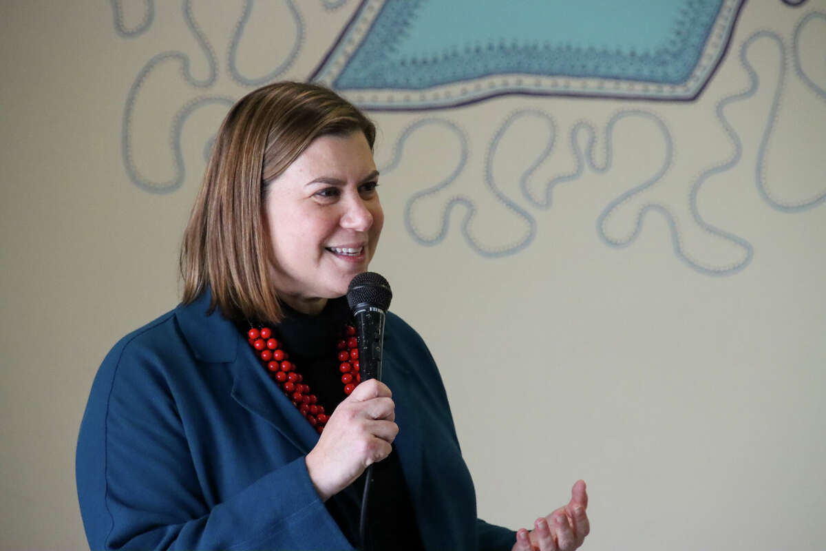 Senate candidate Elissa Slotkin attended a meet-and-greet in Midland