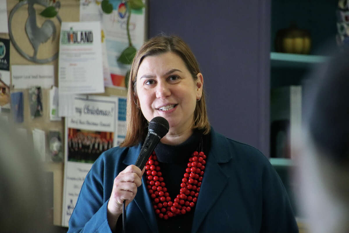 Senate candidate Elissa Slotkin attended a meet-and-greet in Midland