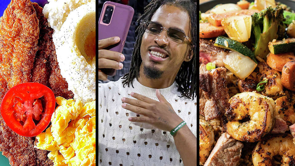 Famed TikTok food critic Keith Lee has been reviewing Houston restaurants, including the iconic Breakfast Klub, left, and Stick Talk