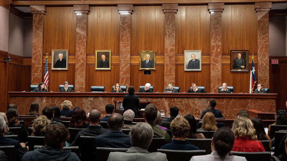 The Texas Supreme Court hears oral arguments for Zurawski v. State of Texas, Tuesday, Nov. 28, 2023, in Austin, Texas. (Mikala Compton/Austin American-Statesman via AP)